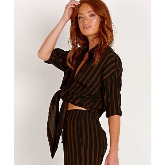 Faithfull The Brand Striped Shirt Bow Tie Front - Picture 14 of 16